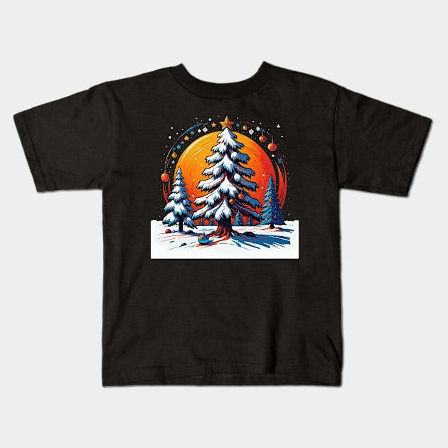 Christmas trees Kids T-Shirt by Virshan